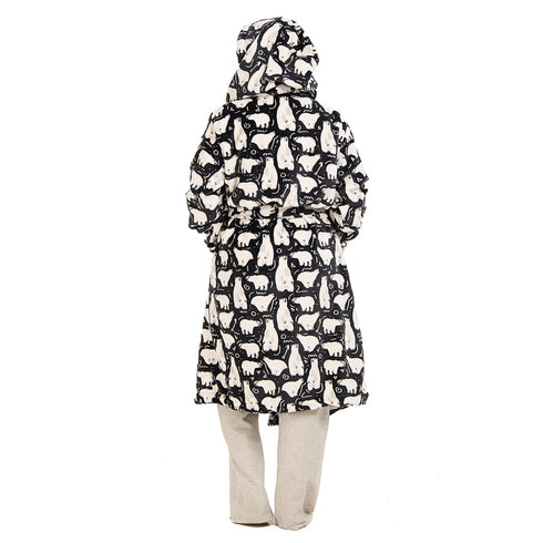Snuggs Blanket Robe Black Polar Bear